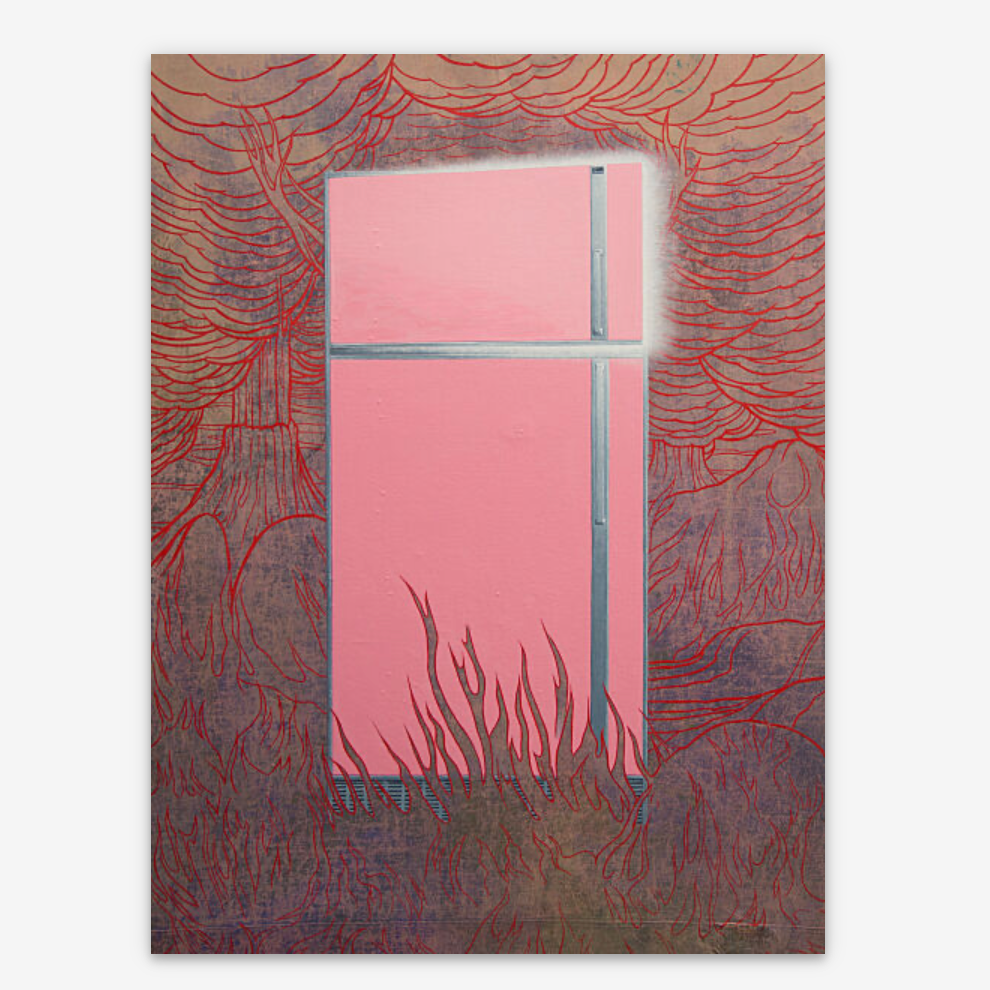 Jim Shaw, Refrigerator in Hell #1, 2025