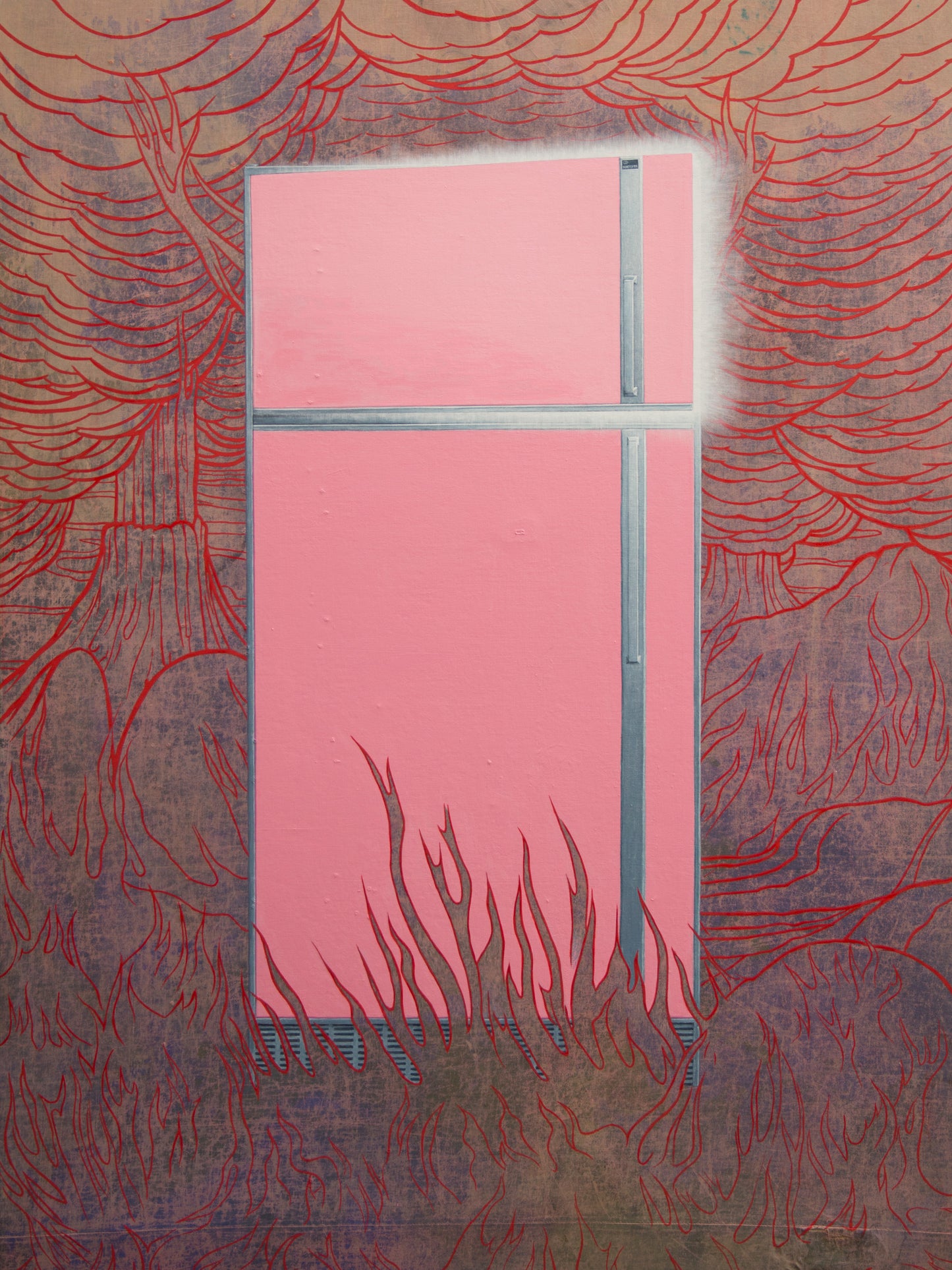 Jim Shaw, Refrigerator in Hell #1, 2025